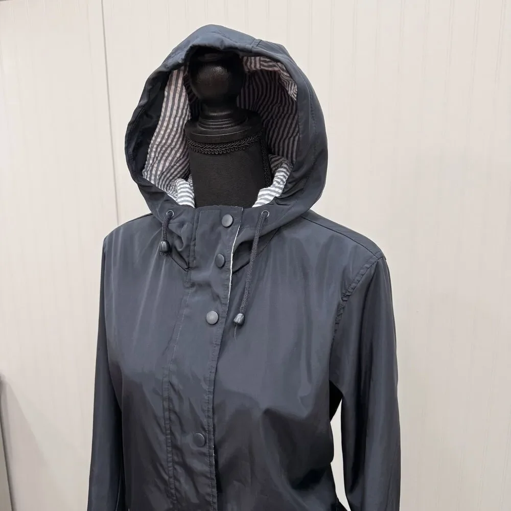 Thread & Supply Women's Large Navy Blue Full Zip Hooded Rain Jacket